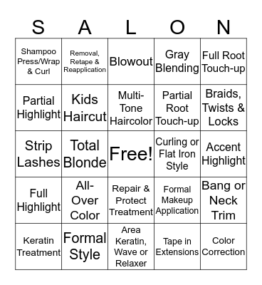Salon Bingo Card