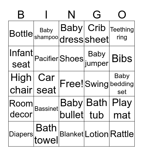 Baby Shower Bingo Card