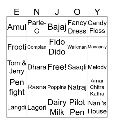 Celebrating Childhood Bingo Card