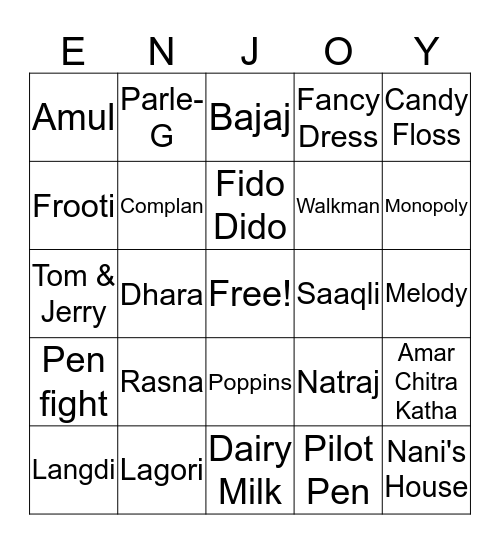 Celebrating Childhood Bingo Card