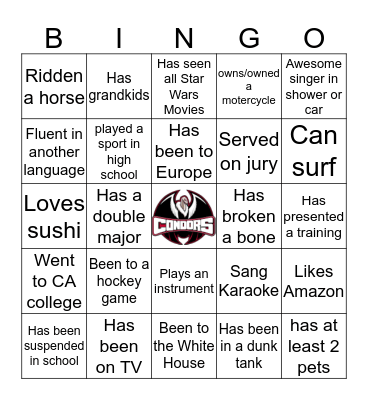 Condor Bingo Card