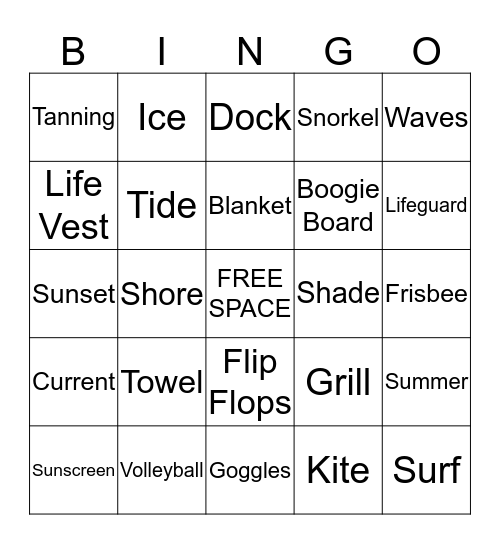 BEACH BLANKET BINGO Card