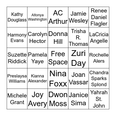 Author Bingo  Bingo Card