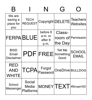 TECHNOLOGY/COMMUNICATIONS BINGO Card