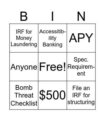 RQA Bingo Card