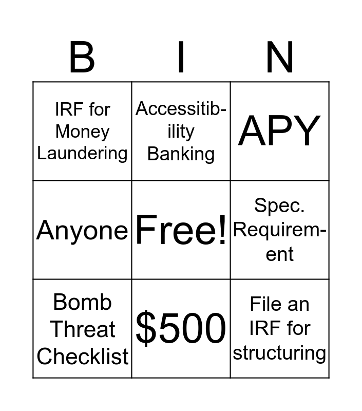 RQA Bingo Card