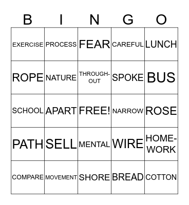 ROLAND'S W.W.W. BINGO Card