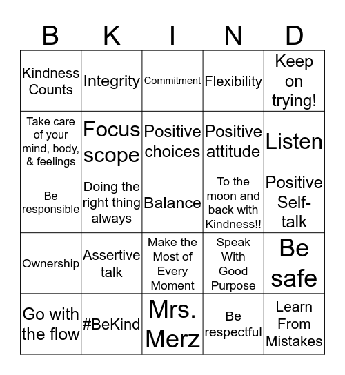 KEYS OF EXCELLENCE Bingo Card