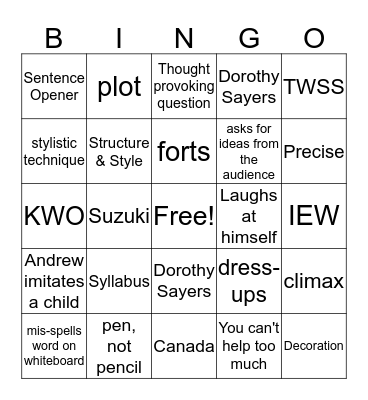 Pudewa Bingo Card
