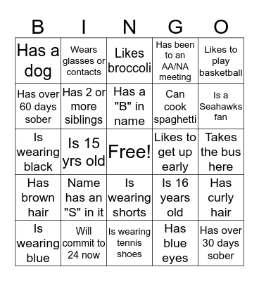 People Bingo Card