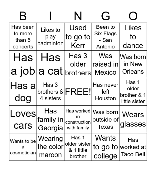 How Well Do You Know Everyone? 5th Period Edition Bingo Card