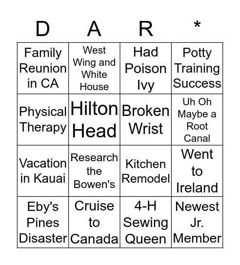 Lucy Wolcott Barnum Bingo Card
