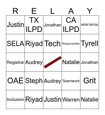 Relay GSE Leadership Program Ops Bingo Card