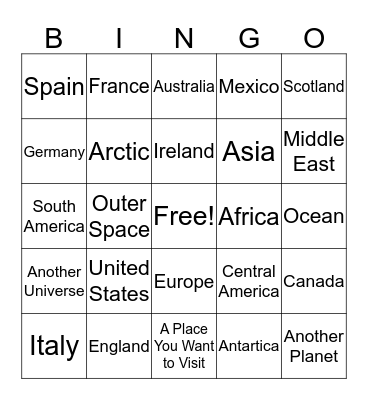 Reading Challenge: Location Bingo Card