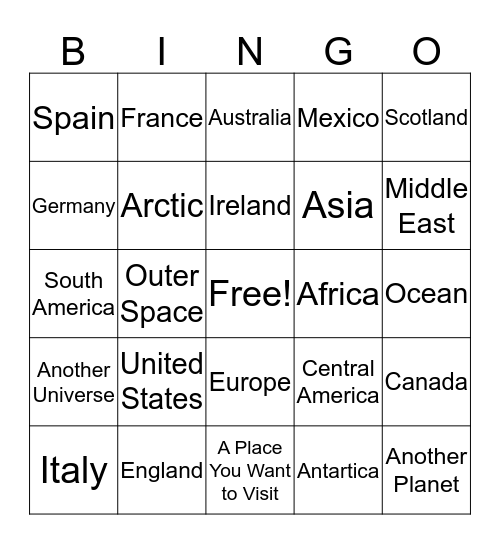 Reading Challenge: Location Bingo Card