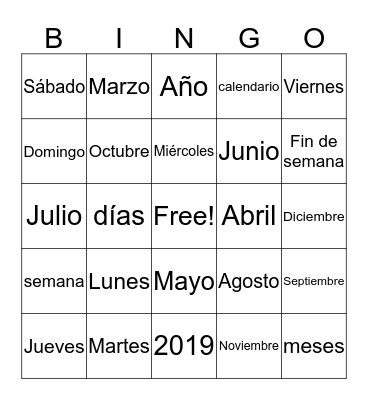 El Calendario Bingo Card