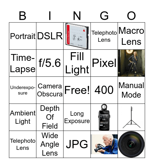 Digital Photography Bingo Card