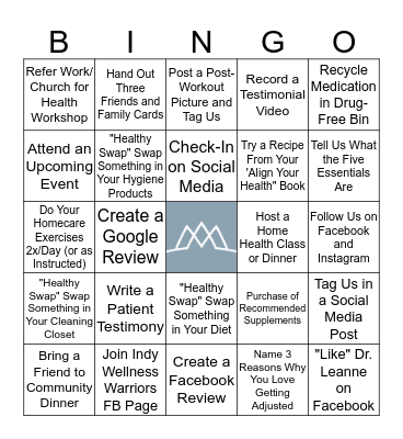 Greenwood Family Chiropractic Bingo Card