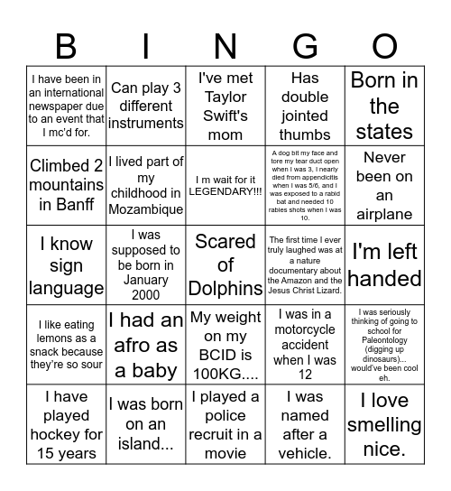 Spirit Bingo Card