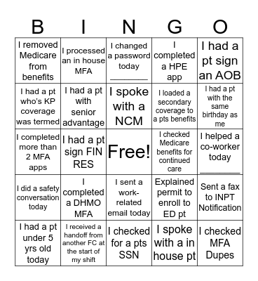 BINGO while you work (FC) Bingo Card