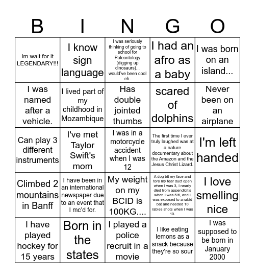 Spirit Bingo Card