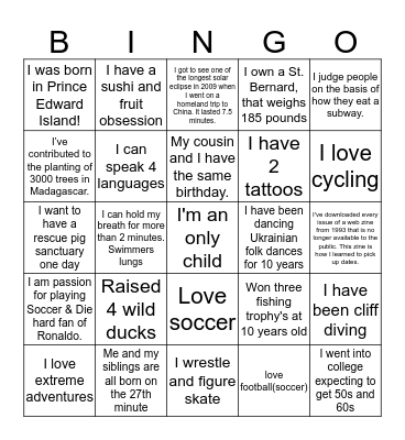 Spirit Bingo Card