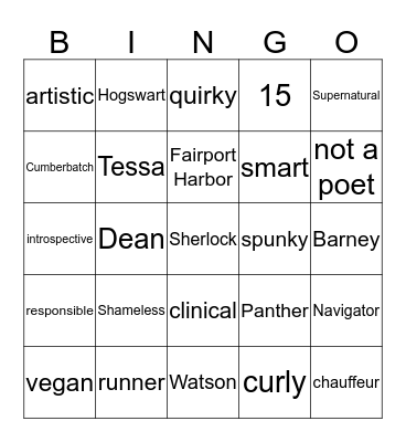 Tessa's totally legal Bingo Card