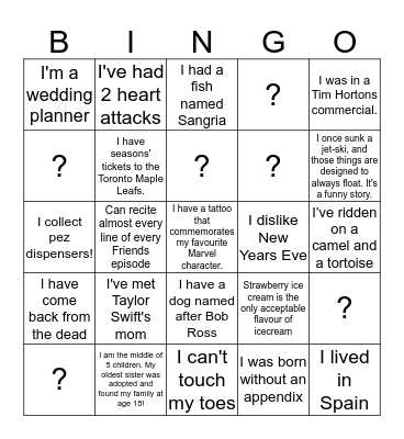 Spirit Bingo Card