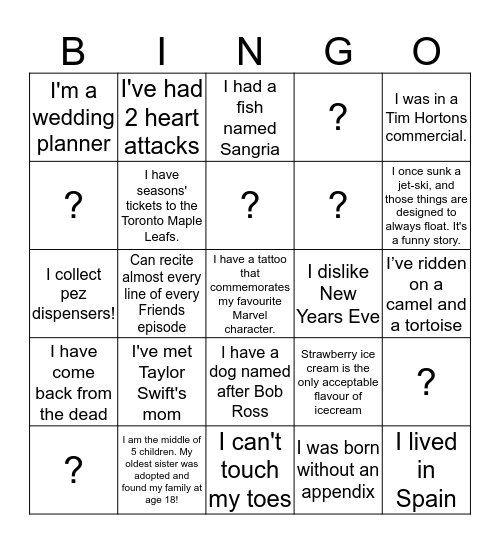Spirit Bingo Card