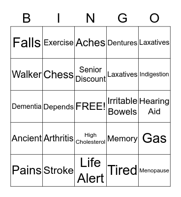 GERIATRICS Bingo Card