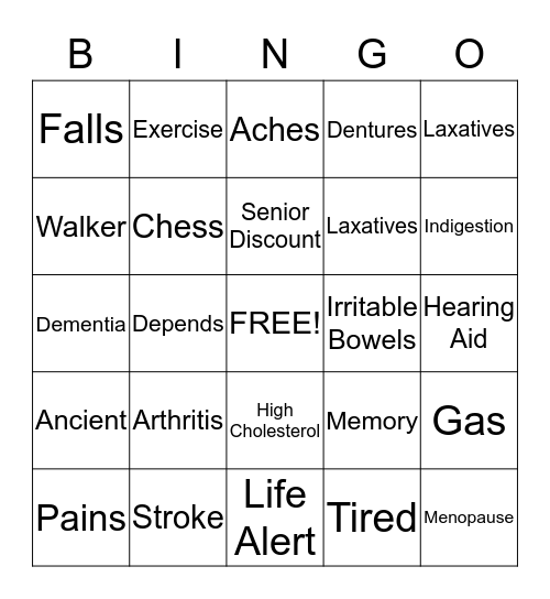 GERIATRICS Bingo Card