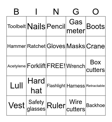 McHugh Safety Luncheon Bingo Card