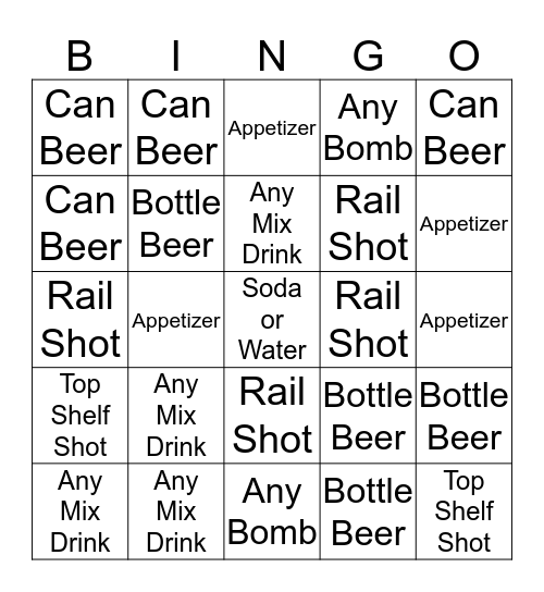 Boozy Bingo Card