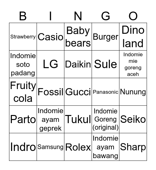 Eyaaa. Bingo Card