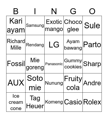 Anika. Bingo Card