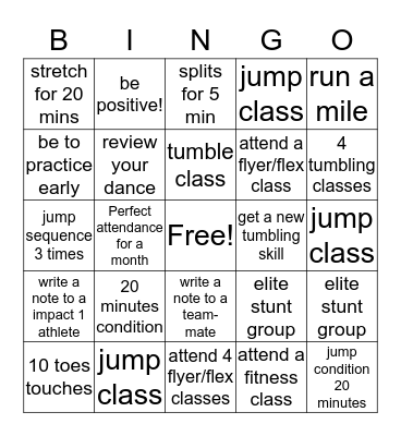 Impact 1  Bingo Card