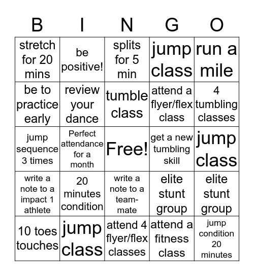 Impact 1  Bingo Card