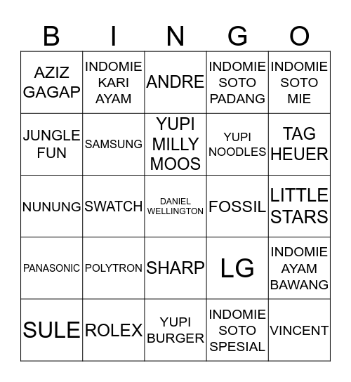 DIRAAAAA Bingo Card