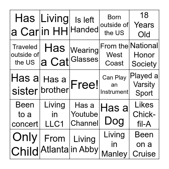 Granddaughters Club Ultimate Bingo Card