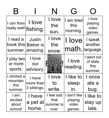 Mr. Paul's Advisory 2019-2020 Bingo Card