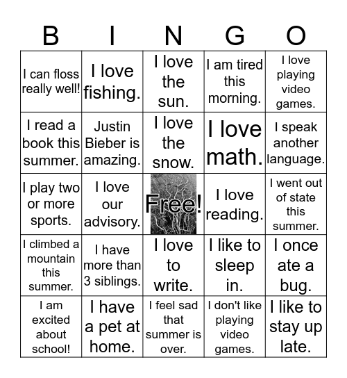 Mr. Paul's Advisory 2019-2020 Bingo Card