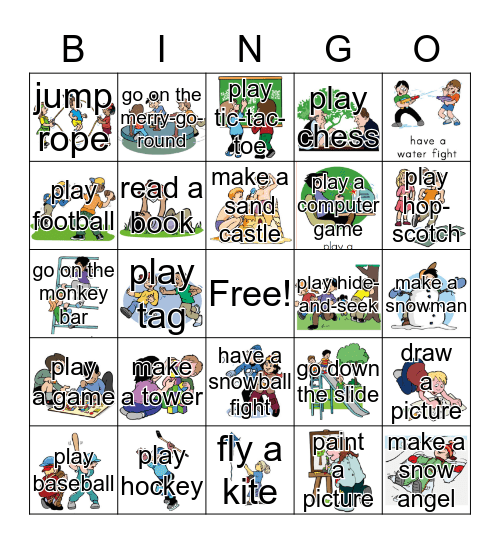 I want to... Bingo Card