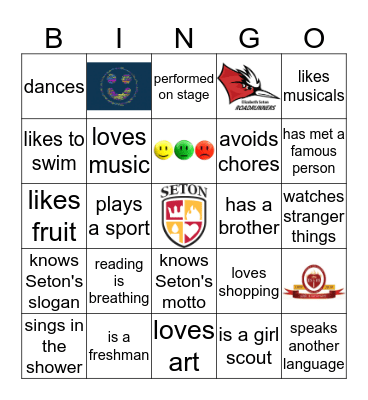 Freshman Bingo Card