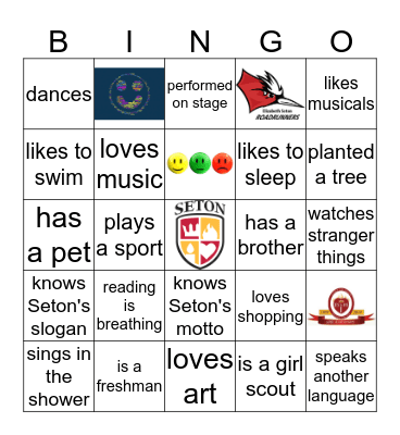 Freshman Bingo Card