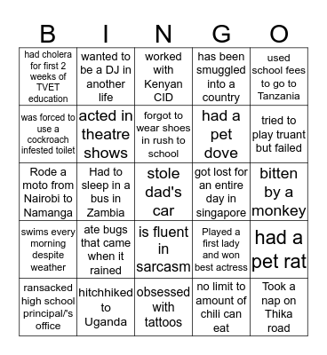 Get to Know You Bingo Card