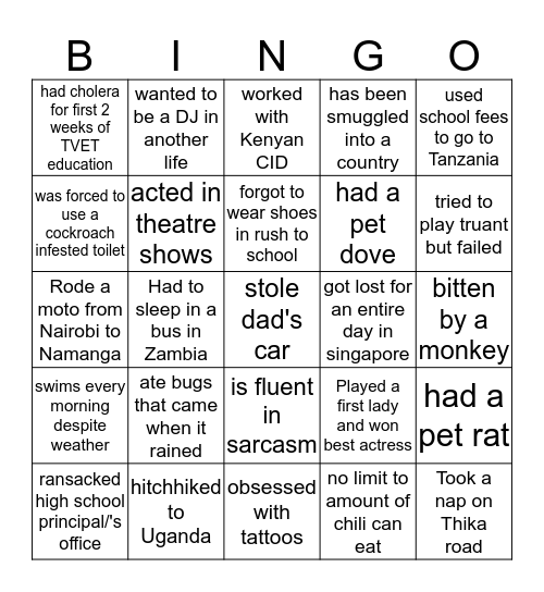 Get to Know You Bingo Card