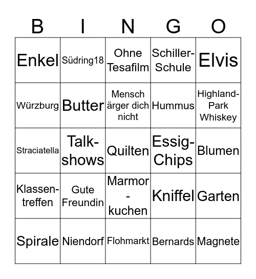 Helgas 80. Geburtstags-Bingo! Bingo Card