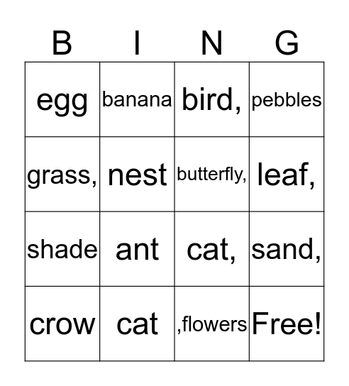 School Playground Bingo Card