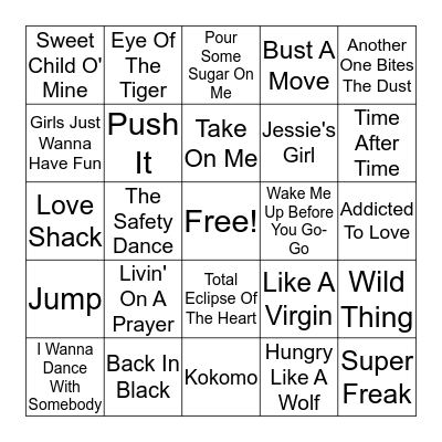 80's Bingo Card