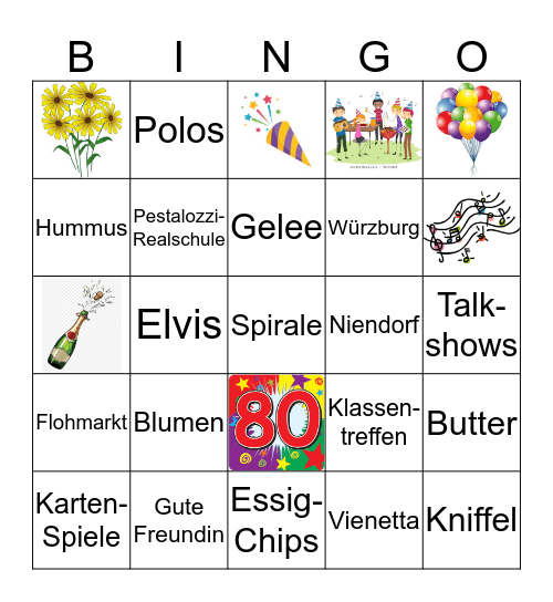 Helgas 80. Geburtstags-Bingo! Bingo Card